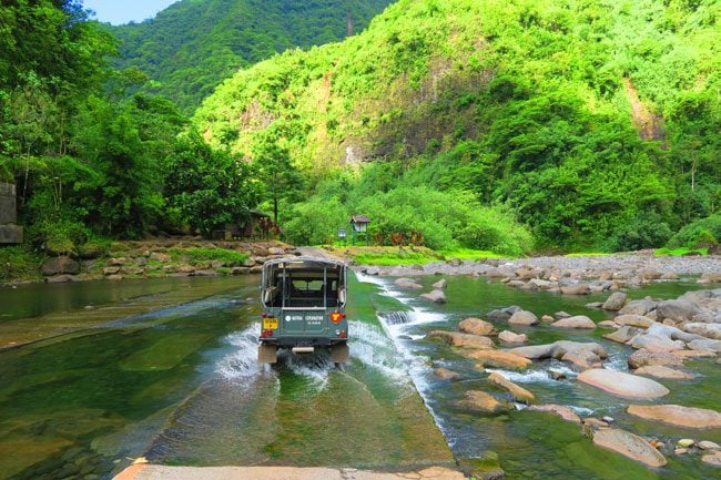 Papenoo Valley Tahiti driving through river