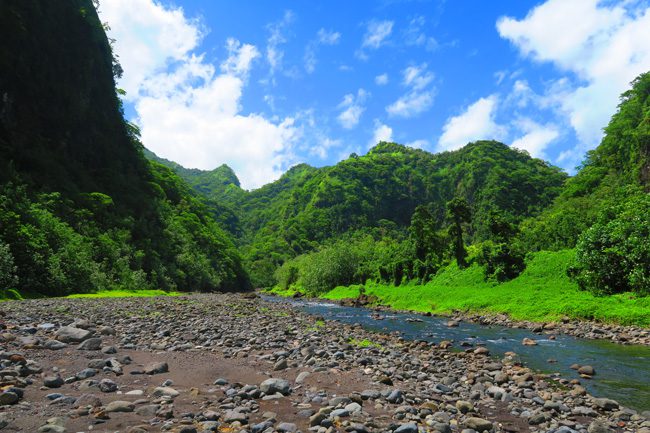 Papenoo Valley Tahiti mountains and river view