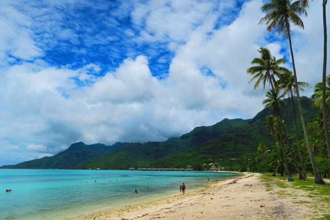 Temae tropical beach Moorea French Polynesia