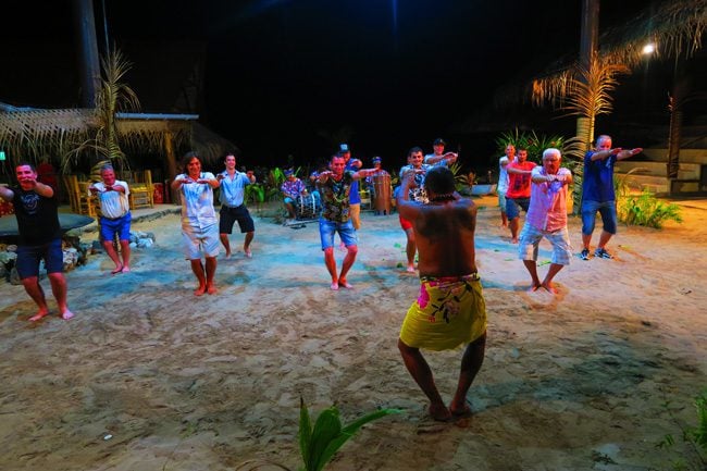 Tiki Village Moorea learning to dance men