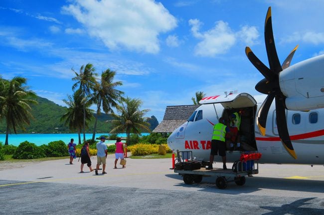 Airport in Maupiti French Polynesia getting off air tahiti flight