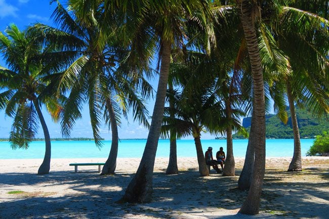 Airport in Maupiti French Polynesia locals hanging out