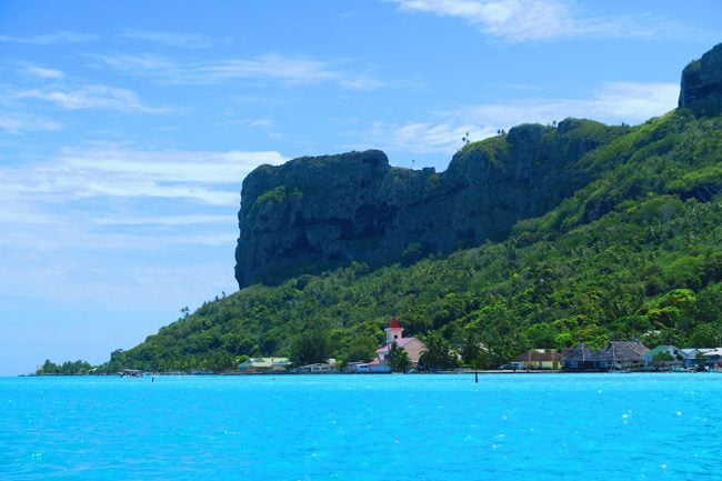 Approaching Maupiti vaiea village from airport