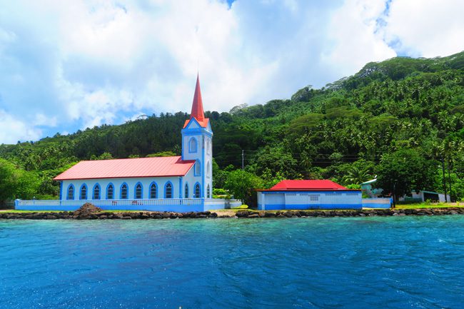 village church tahaa island by boat french polyensia