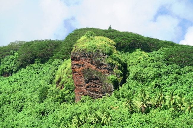 Buddha cliff Huahine Island French Polynesia