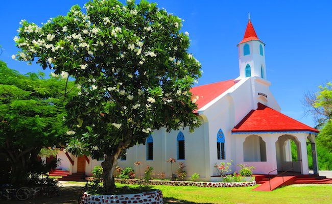 Catholic church Rotoava Village Fakarava Atoll French Polynesia