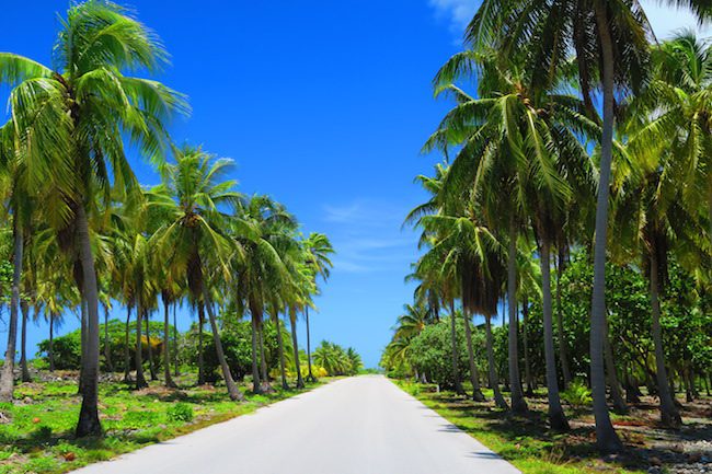 Empty road Fakarava Atoll French Polynesia