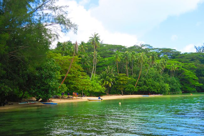 Hana Iti Beach Huahine Island French Polynesia walking