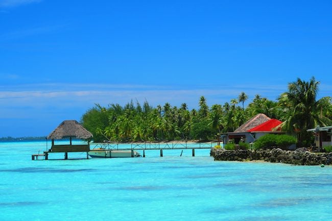 Lagoon and jetty Fakarava Atoll French Polynesia