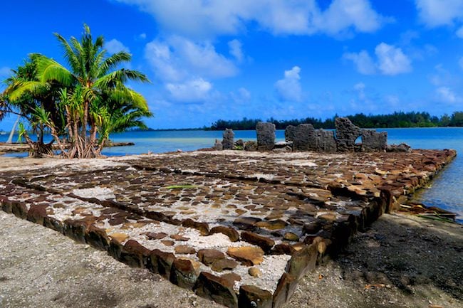 Marae Manunu temple complex Huahine Island French Polynesia