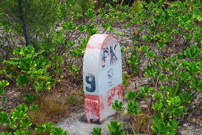 Mile marker PK9 Fakarava Atoll French Polynesia