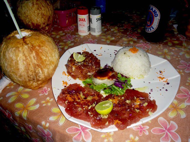 Raw fish Snack Chez Elda Fakarava Atoll French Polynesia