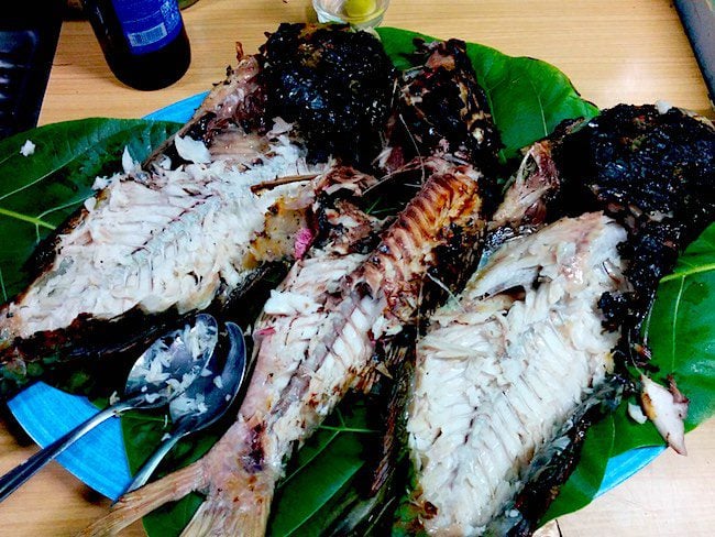 Relais Marama BBQ dinner Fakarava Atoll French Polynesia fish bones