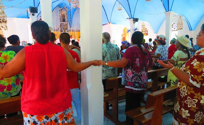 Sunday church service Fakarava Atoll French Polynesia