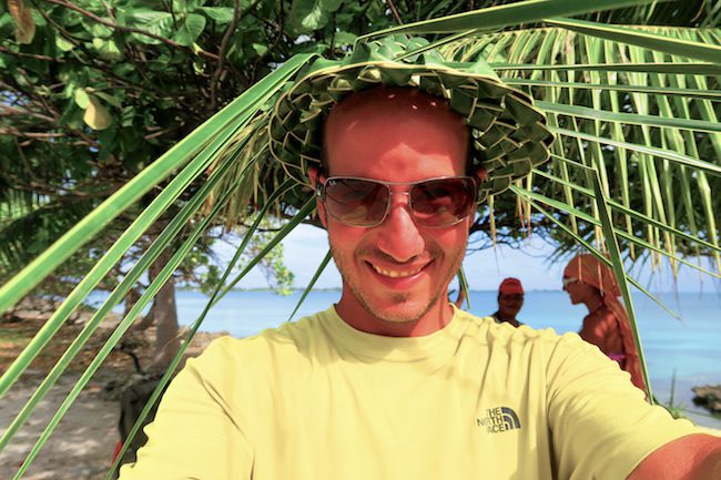 Traditional polynesian hat cocont leaves Fakarava Atoll French Polynesia