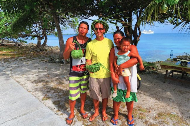 Weaving with locals Fakarava Atoll French Polynesia