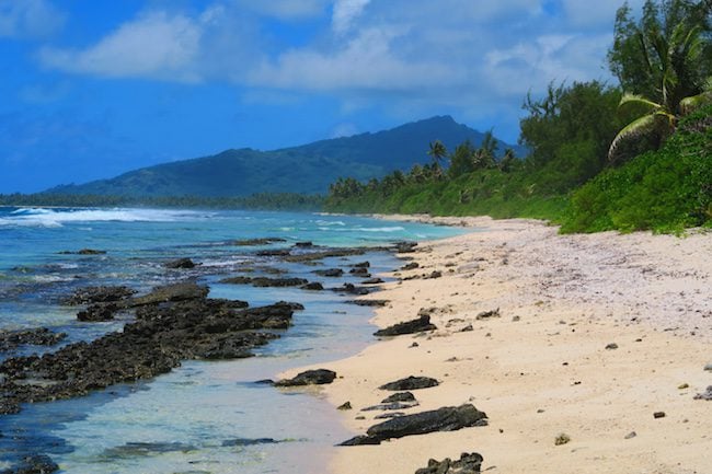 Wild beach Huahine Island French Polynesia Motu Ovarei