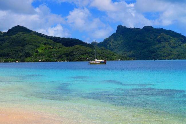 boat in Fare Huahine Island French Polynesia