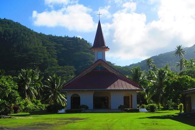 church in Fare Huahine Island French Polynesia