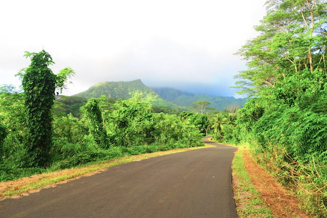 empty road on Huahine Island French Polynesia