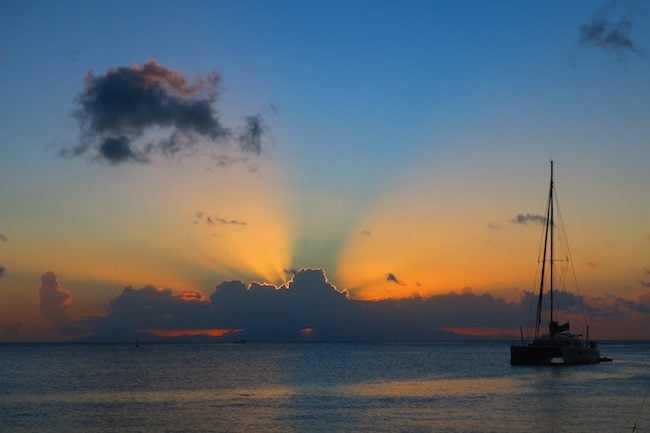 sunset in Fare Huahine Island French Polynesia