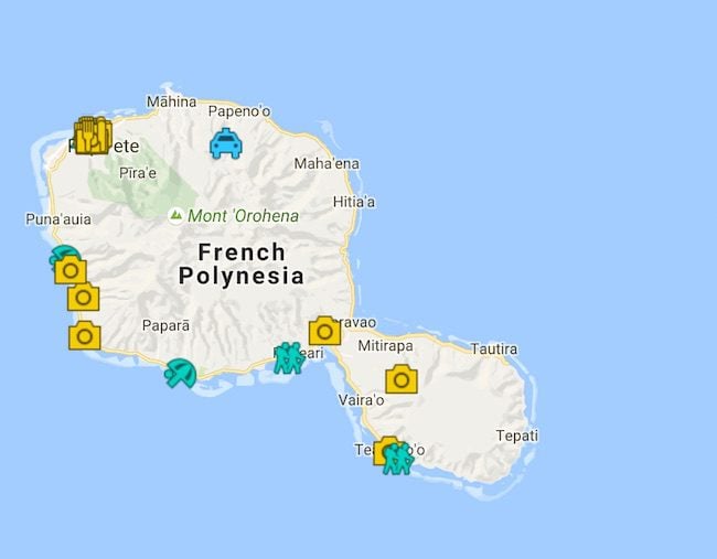 3 Days In Tahiti Island Itinerary Map - French Polynesia