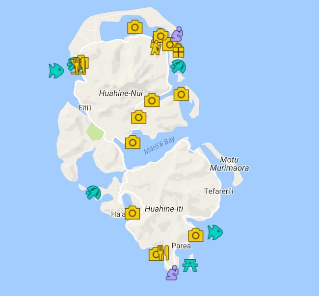 4 Days In Huahine Itinerary Map - French Polynesia