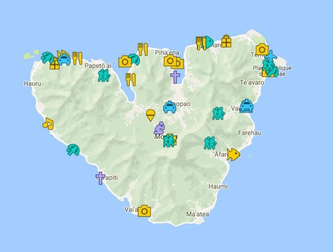 7 Days In Moorea Itinerary Map - French Polynesia