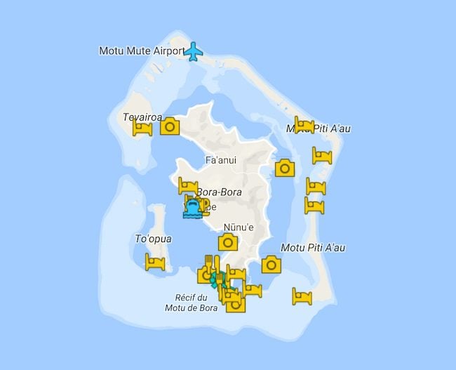 Bora Bora Travel Guide Map - French Polynesia