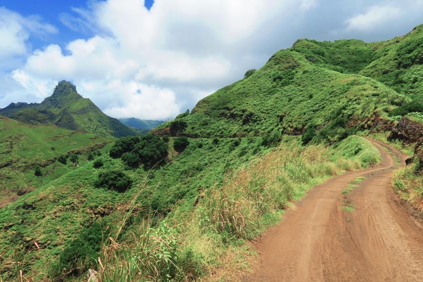 Hiva Oa Marquesas Islands French Polynesia - dirt road to Puamau