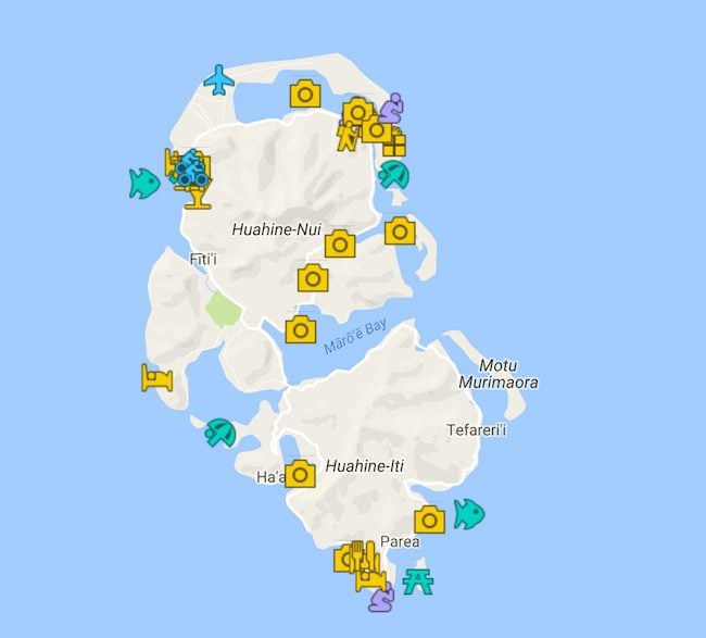 Huahine Travel Guide Map - French Polynesia