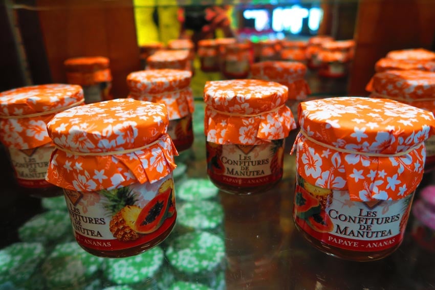 Jars of fruit jams in Moorea French Polynesia