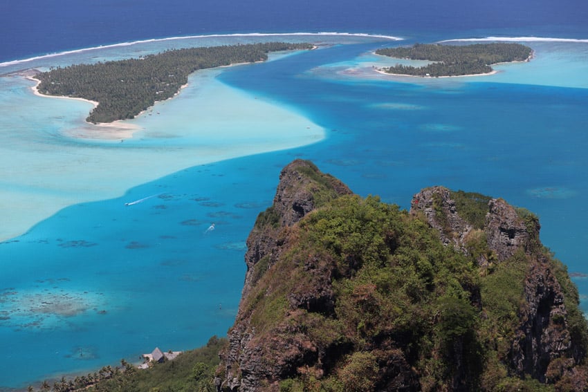 Lagoon Pass from Mount Teurafaatiu Hike Maupiti French Polynesia.