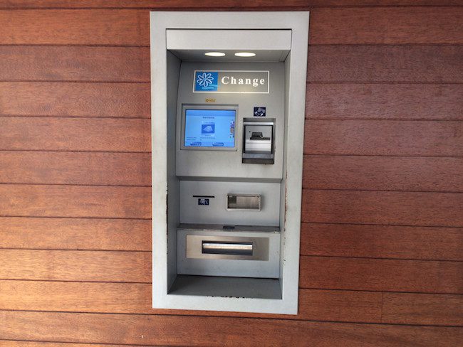 Tahiti foreign currency money exchange automatic machine in Papeete French Polynesia