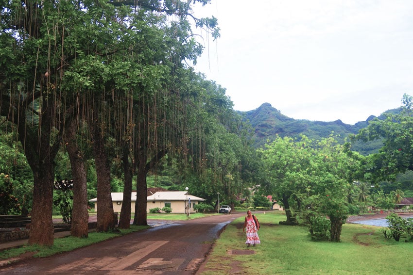 Taiohae village main road Nuku Hiva Marquesas Islands French Polynesia