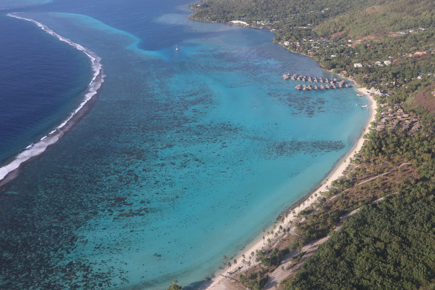 Temae beach from the air Moorea French Polynesia