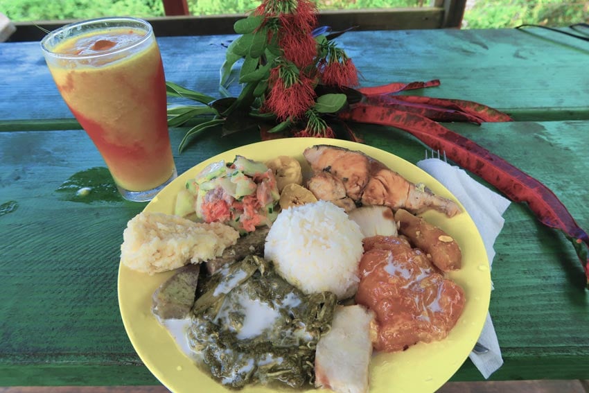 Traditional Polynesian food at Moorea Tropical Garden French Polynesia