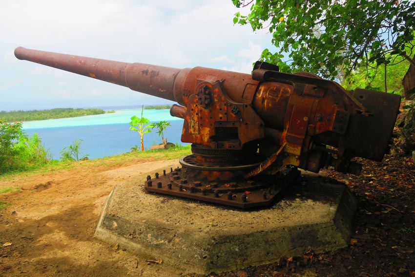 WWII gun in Bora Bora French Polynesia
