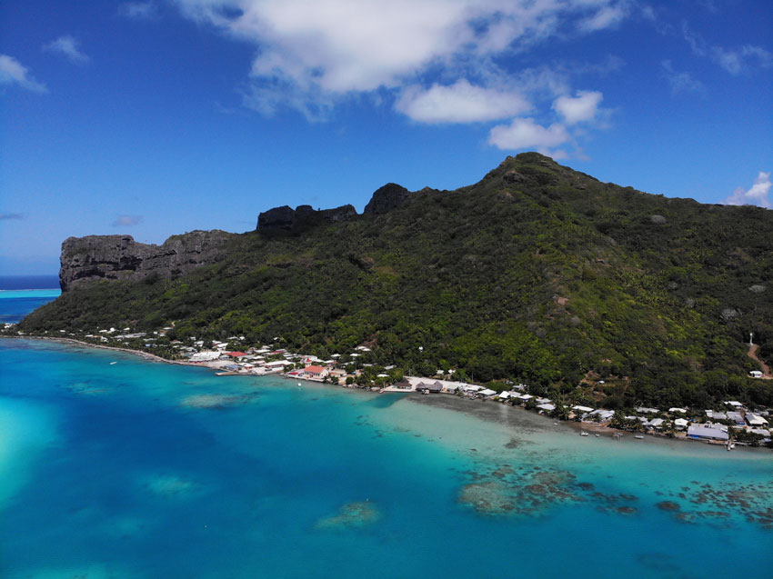 aerial view of Vaiea Village Maupiti French Polynesia
