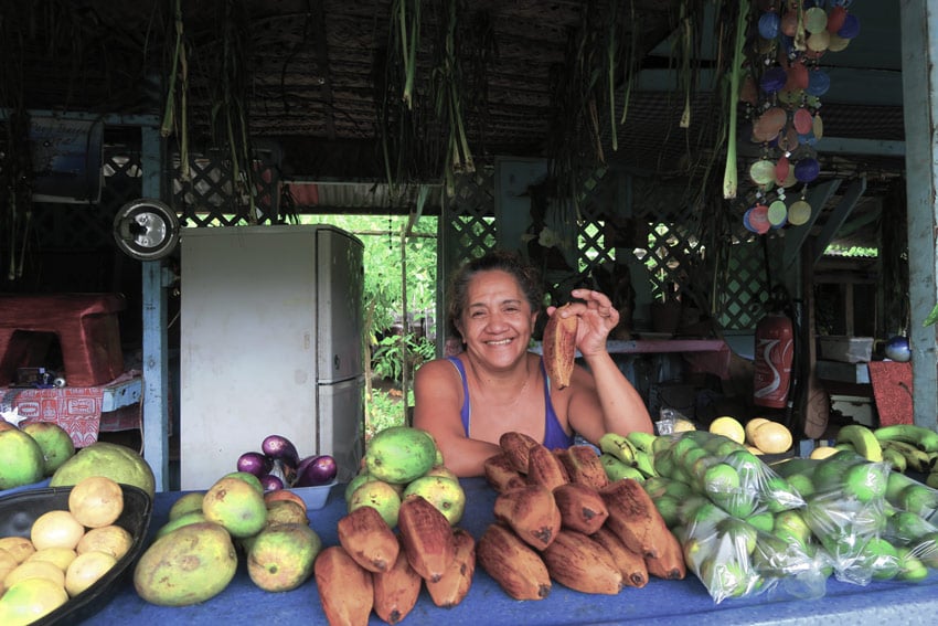 fruit stand in Moorea French Polynesia