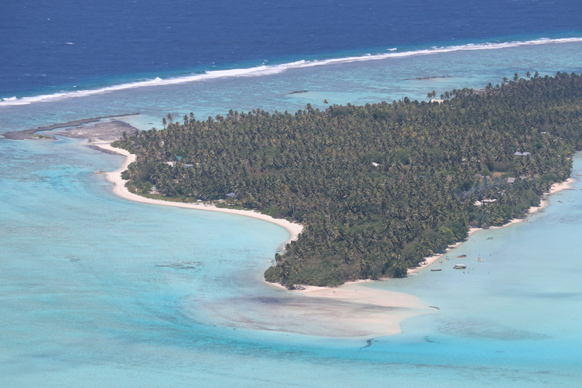 lagoon motu from Mount Teurafaatiu Hike Maupiti French Polynesia.