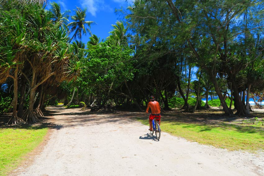 riding bicycle in Huahine French Polynesia