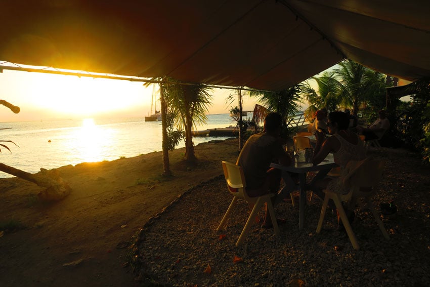 sunset dinner at Huahine Yacht Club French Polynesia