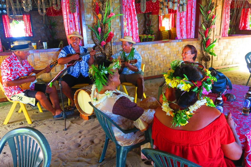 traditional tahitian music at chez tara Huahine French Polynesia