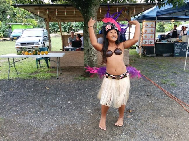 Polynesian dancing child Muri night market Rarotonga