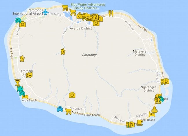 Rarotonga Travel Guide Map - Cook Islands