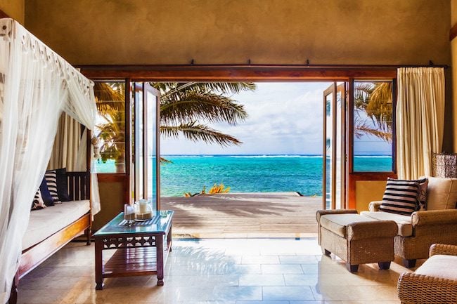 Rumours Waterfall Spa Rarotonga Cook Islands - villa interior looking out