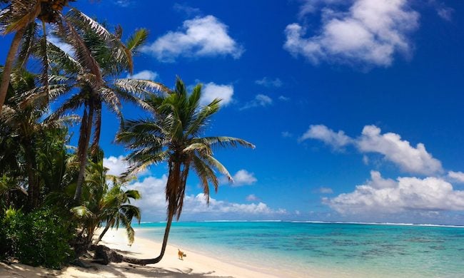 Titikaveka tropical beach Rarotonga cook islands panoramic view