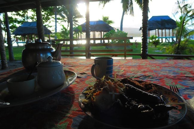 Namua Island Beach Fales Samoa - dinner