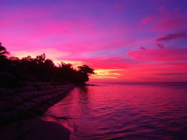 Sunset off Tanu Beach Fales Savaii Samoa